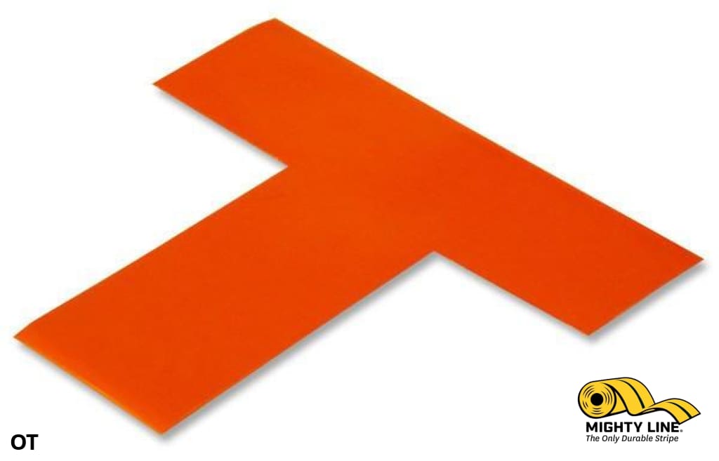 2" Wide Solid ORANGE T - Pack of 100 - Floor Tape & Floor Marking
