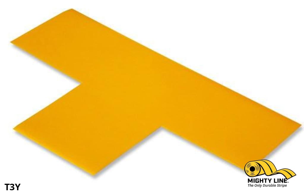 3" Wide Solid YELLOW T - Pack of 100 - Floor Tape & Floor Marking