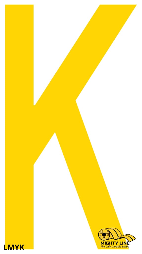 Mighty Line K Letter Floor Marker Adhesive, 4.5"x10" size, pack of 10