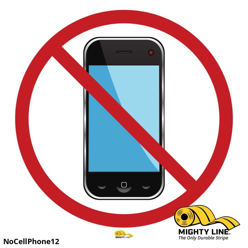 No Cell Phone, Mighty Line Floor Sign, Industrial Strength, 12" Wide