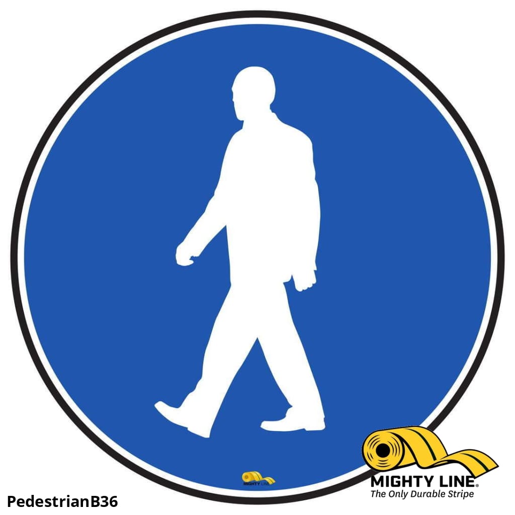 Pedestrian Blue, Mighty Line Floor Sign, Industrial Strength, 36" Wide
