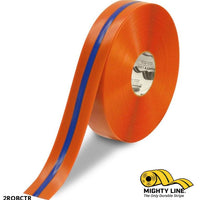 2" Orange Tape with Blue Center Line - 100'  Roll - Safety Floor Tape
