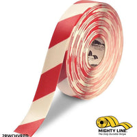 2" White Tape with Red Chevrons - 100'  Roll - Safety Floor Tape