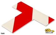2" Wide Solid WHITE T With Red Chevrons - Pack of 100 - Safety Floor Tape & Floor Marking