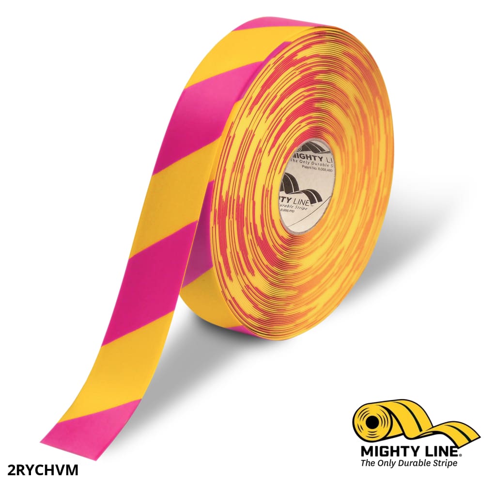 2” Yellow Floor Tape with Magenta Chevrons