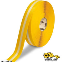 2" Yellow MightyGlow with Luminescent Center Line - 100'  Roll - Floor Tape & Safety Floor Tape