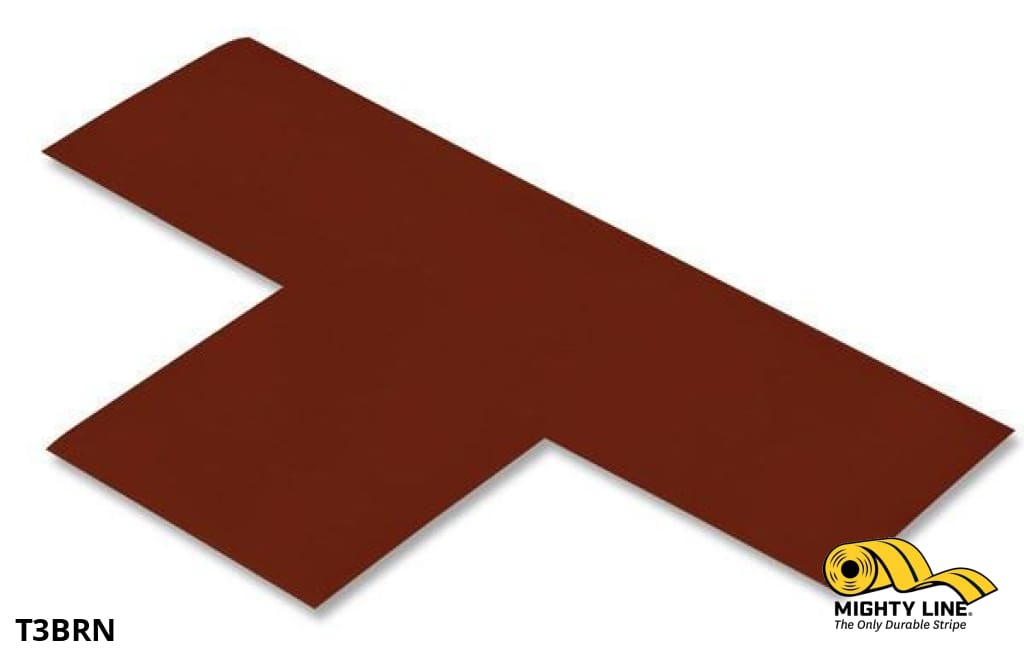 3" Wide Solid BROWN T - Pack of 100 - Floor Tape & Floor Marking