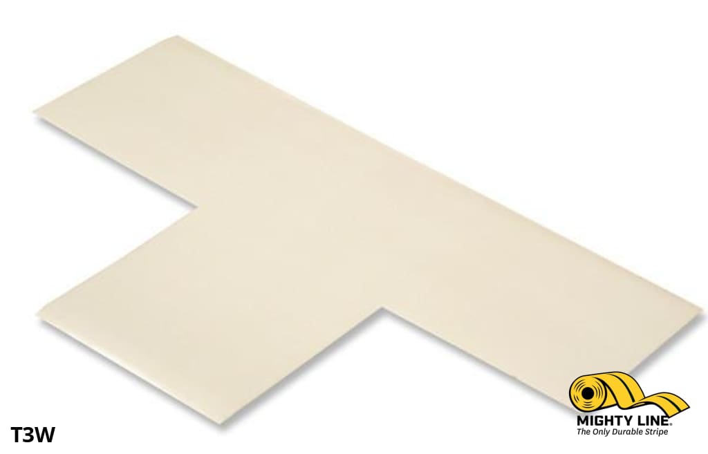 3" Wide Solid WHITE T - Pack of 100 - Floor Tape & Floor Marking