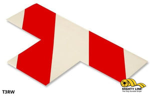 3" Wide Solid WHITE T With Red Chevrons - Pack of 100 - Safety Floor Tape & Floor Marking
