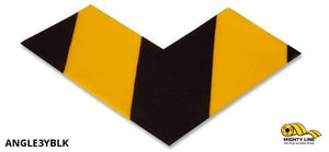 3" Wide Solid Yellow Angle With Black Chevrons - Pack of 100 - Safety Floor Tape & Floor Marking