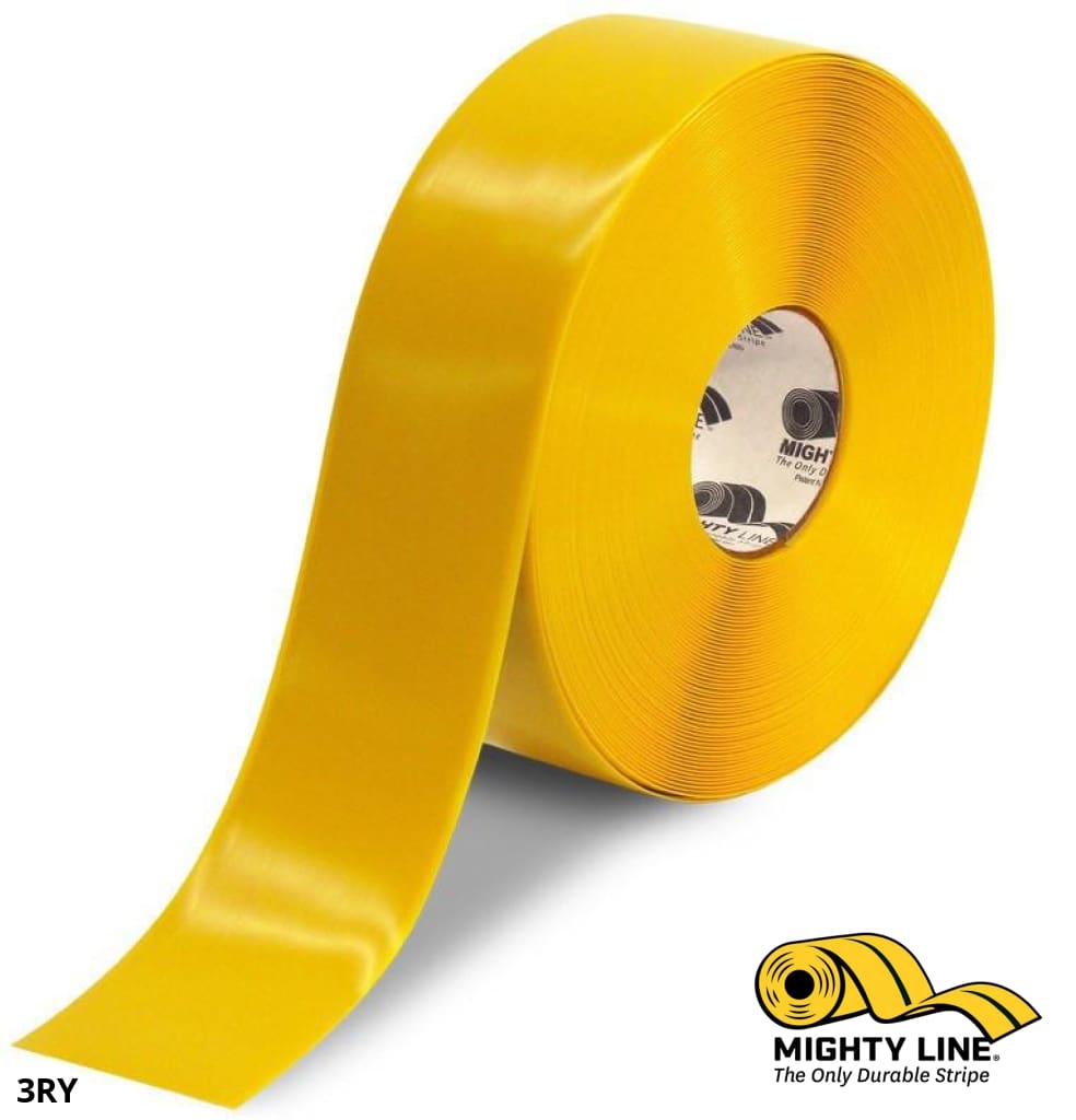 Industrial 3” Yellow Floor Tape | 100' Tape Roll | Mighty
