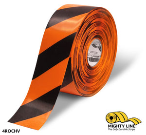 4 Orange Tape With Black Chevrons - 100 Roll Safety Floor Product