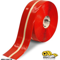 4" Red MightyGlow with Luminescent Center Line - 100'  Roll - Floor Tape & Safety Floor Tape
