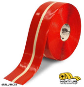 4" Red MightyGlow with Luminescent Center Line - 100'  Roll - Floor Tape & Safety Floor Tape