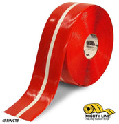 4" Red Tape with White Center Line - 100'  Roll - Safety Floor Tape