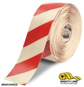 4" White Tape with Red Chevrons - 100'  Roll - Safety Floor Tape