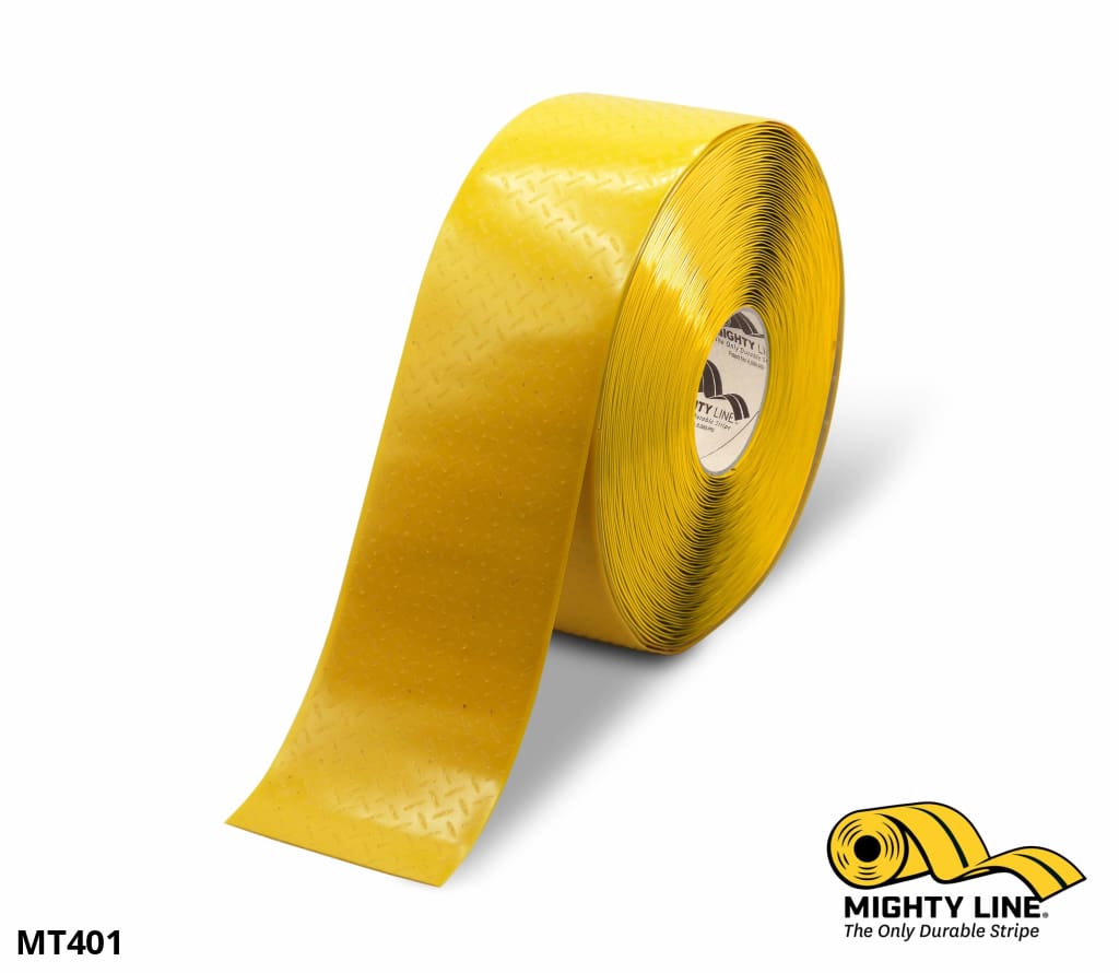 4" Yellow Mighty Line Tac - Traction  AntiSlip Floor Tape  and Grip Tape - 100' Roll