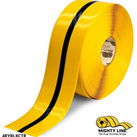 4" Yellow Tape with Black Center Line - 100'  Roll - Safety Floor Tape