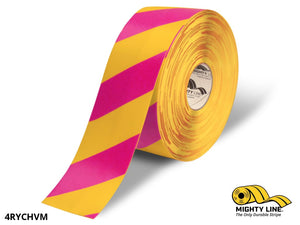 4" Yellow Tape with Magenta Chevrons - 100'  Roll - Safety Floor Tape