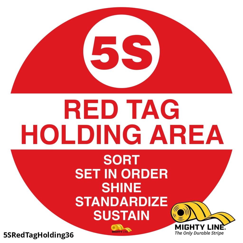 5S Red Tag Holding Mighty Line Floor Sign, Industrial Strength, 36" Wide