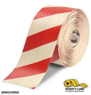 6" White Tape with Red Chevrons - 100'  Roll - Safety Floor Tape