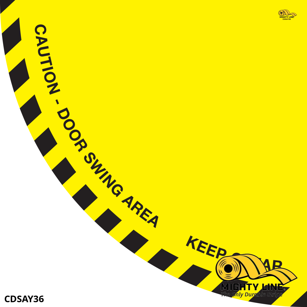 Caution Door Swing Area 36" Yellow