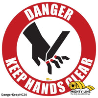 Caution Keep Hands Clear, Mighty Line Floor Sign, Industrial Strength, 24" Wide