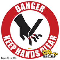 Caution Keep Hands Clear, Mighty Line Floor Sign, Industrial Strength, 36" Wide