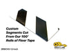 Custom Cut Segments - 2" White Tape with Black Diagonals - 100'  Roll