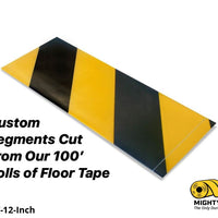 Custom Cut Segments - 2" Yellow Tape with Black Diagonals - 100'  Roll