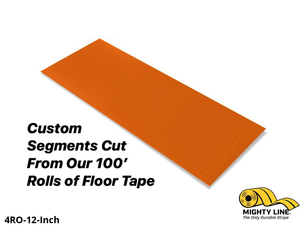 Custom Cut Segments - 4" ORANGE Solid Color Tape - 100'  Roll