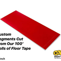 Custom Cut Segments - 4" RED Solid Color Tape - 100'  Roll