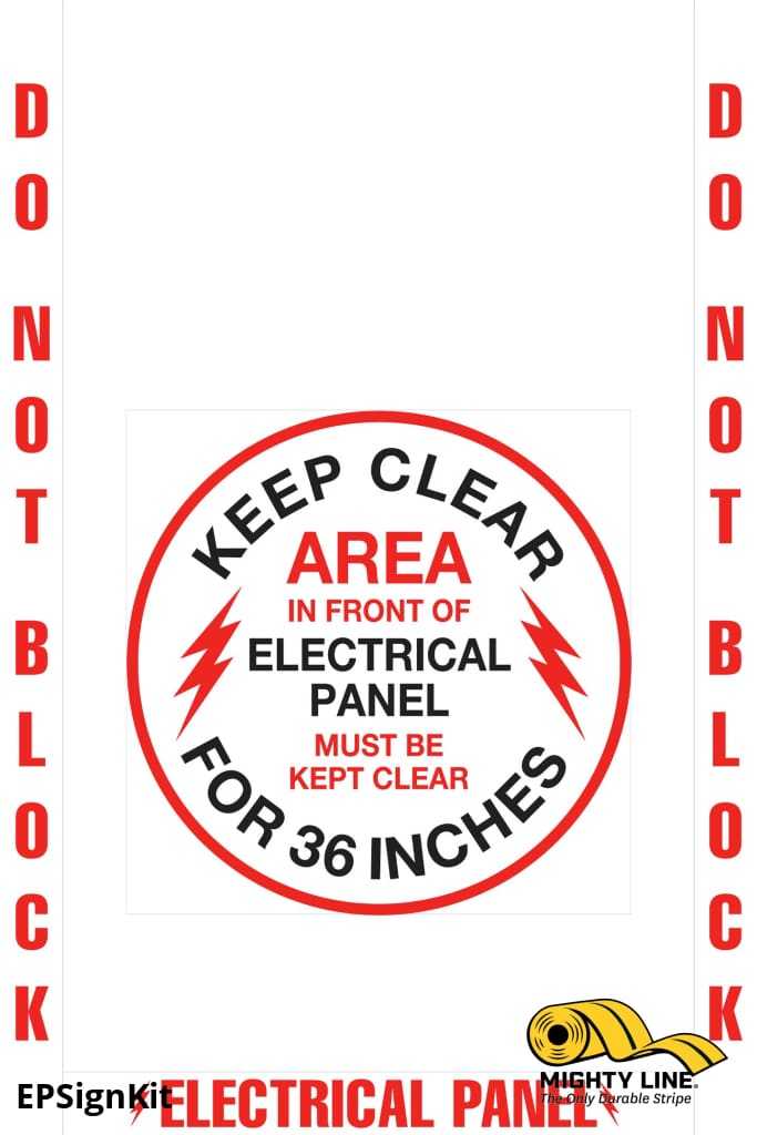 Do Not Block Electrical Panel Floor Marking, OSHA Compliance Kit. 16" sign, 2" wide tape