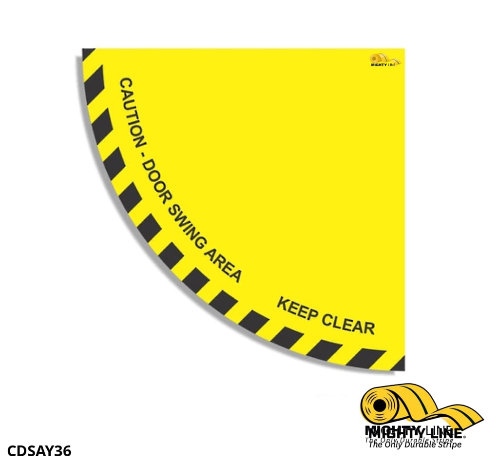 Door Swing Area, Yellow, Mighty Line Floor Sign, Industrial Strength, 36"