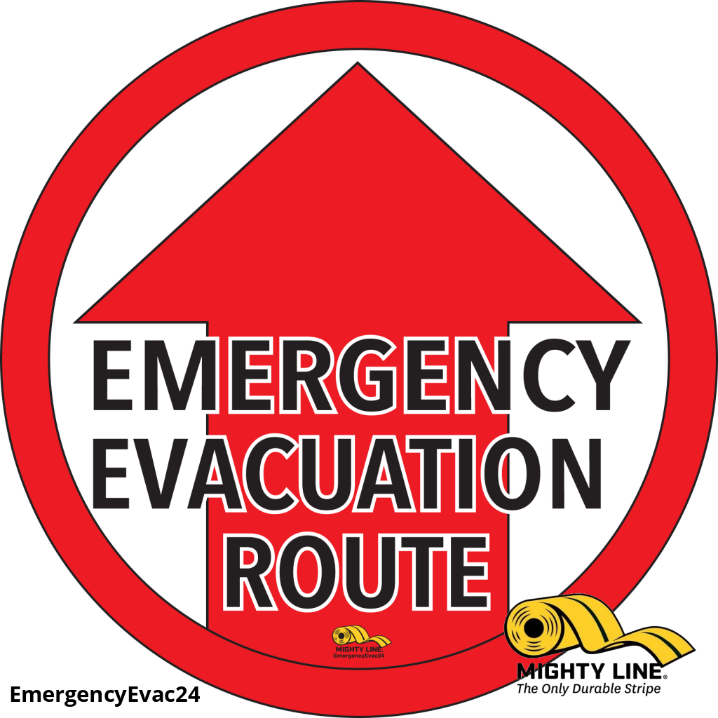 Emergency Evacuation Route Sign - 1 Sign - Floor Marking