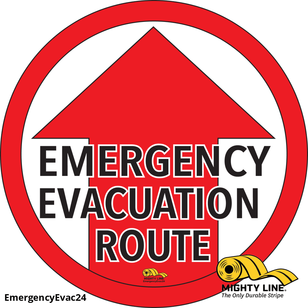 Emergency Evacuation Route Sign - 1 Sign - Floor Marking
