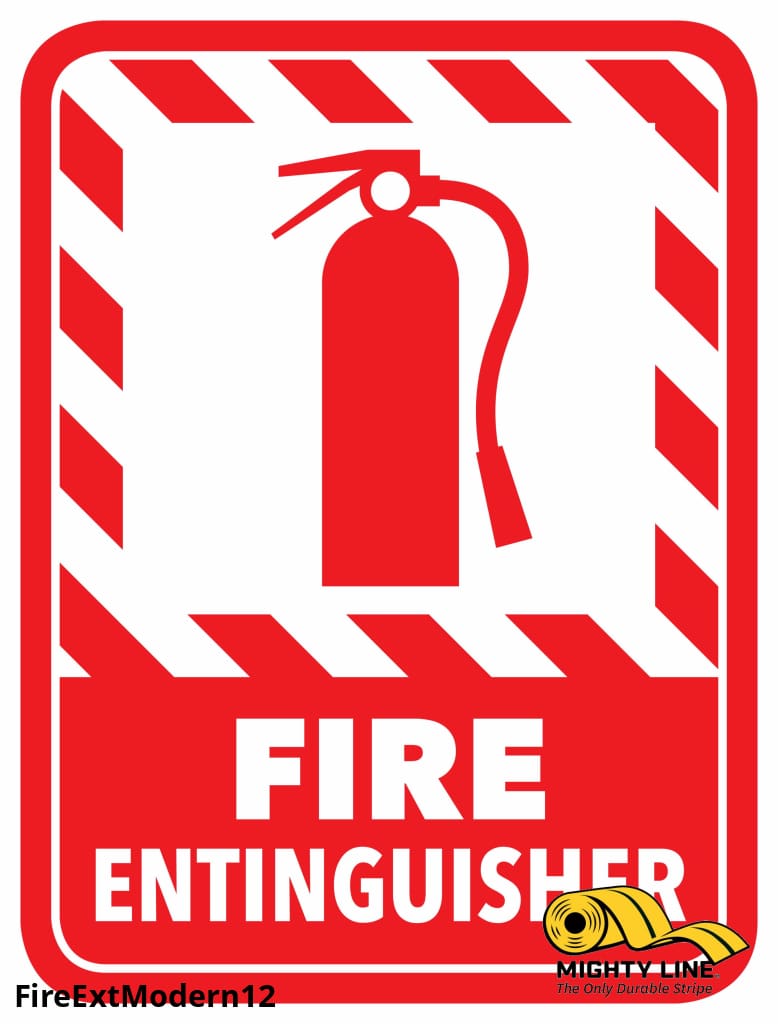 Fire Extinguisher Modern Floor Sign - Floor Marking Sign, 12"