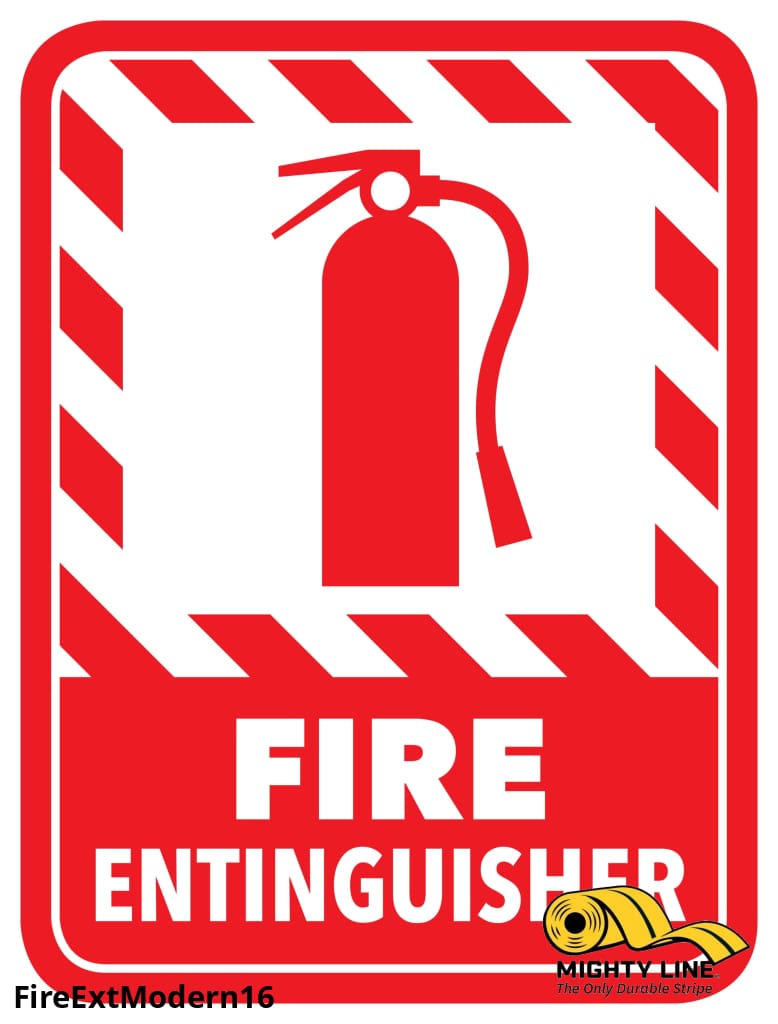 Fire Extinguisher Modern Floor Sign - Floor Marking Sign, 16"