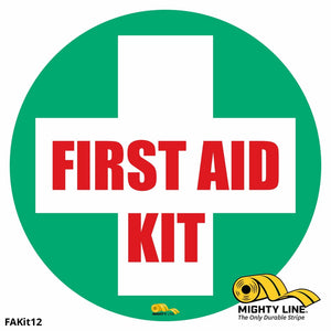 First Aid Kit, Mighty Line Floor Sign, Industrial Strength, 12" Wide