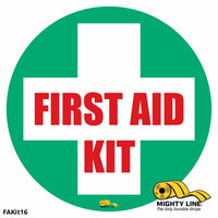 First Aid Kit, Mighty Line Floor Sign, Industrial Strength, 16" Wide