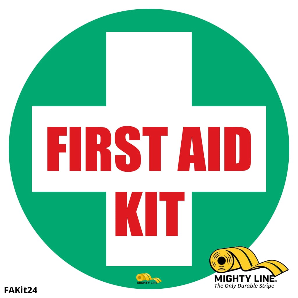 First Aid Kit, Mighty Line Floor Sign, Industrial Strength, 24" Wide