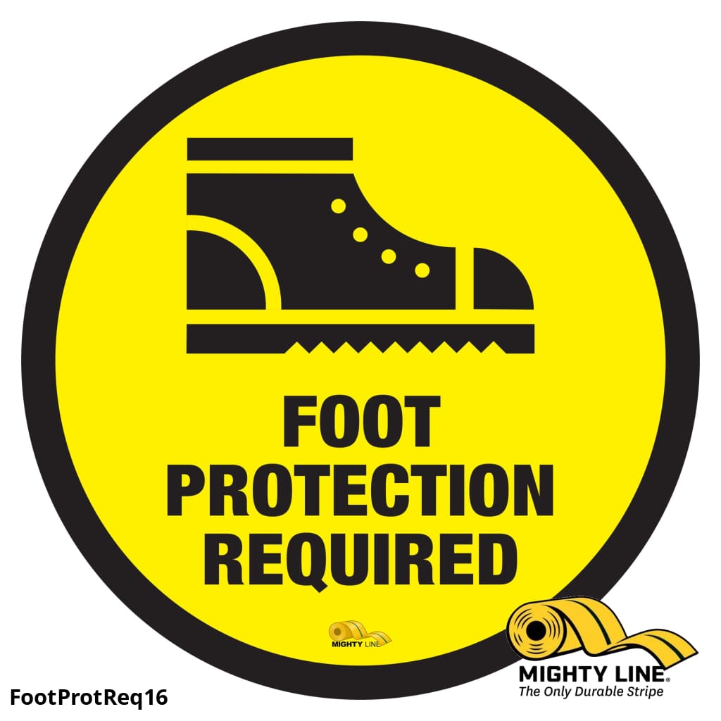 Foot Protection Required - Floor Marking Sign, 16"