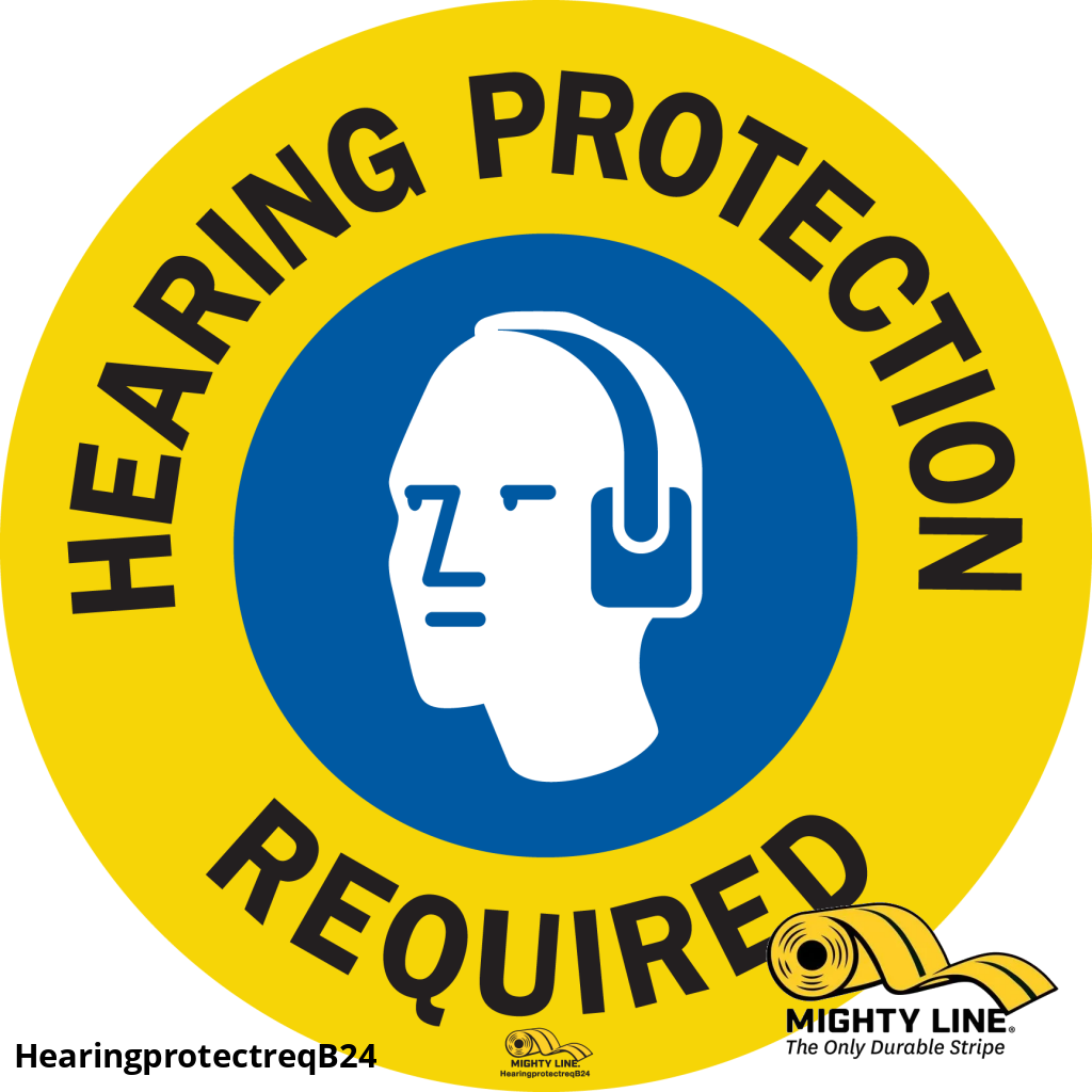 Hearing Protection Required (multi-color) - 1 Sign - Floor Marking