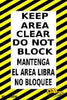 Keep Clear Do Not Block Spanish