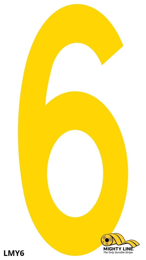 Mighty Line 6 Number Floor Marker Adhesive, 4.5"x10" size, pack of 10