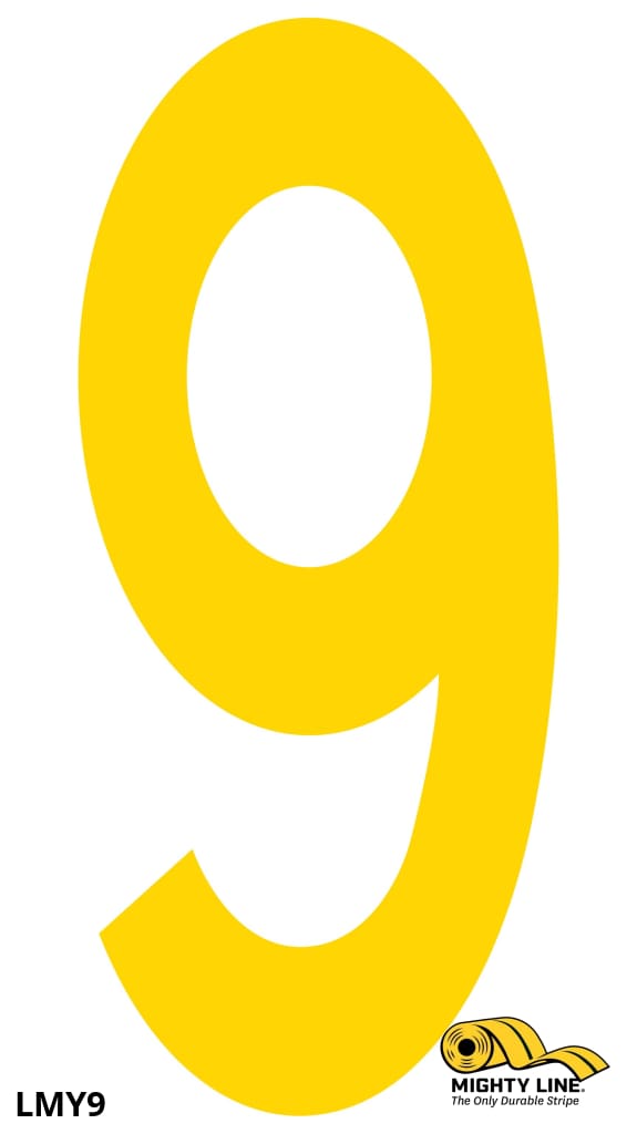 Mighty Line 9 Number Floor Marker Adhesive, 4.5"x10" size, pack of 10