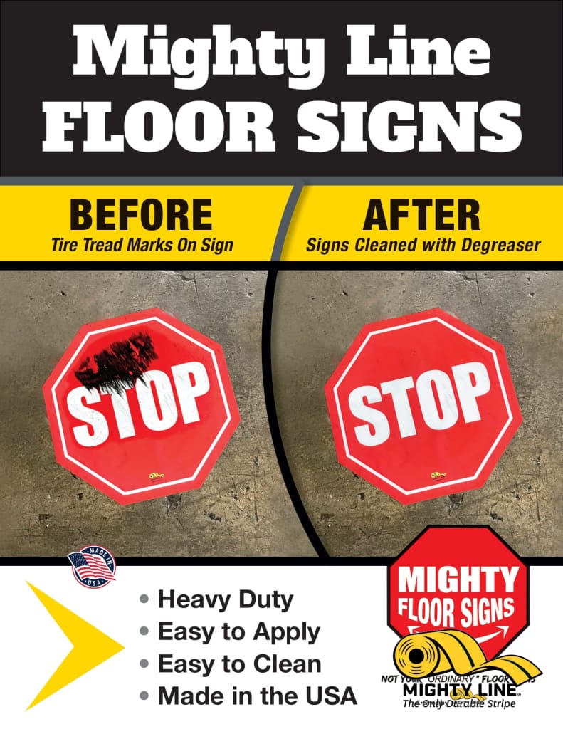 Mighty Line Trash Can Floor Signs - Yellow – Mighty Line Floor Tape