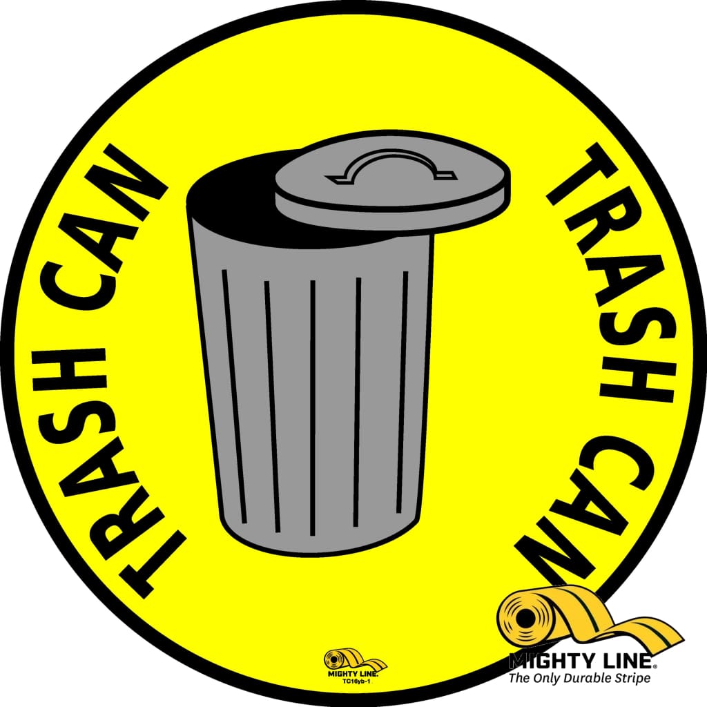 Mighty Line Trash Can Floor Signs - Yellow