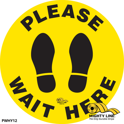 Please Wait Here Safety Floor Sign