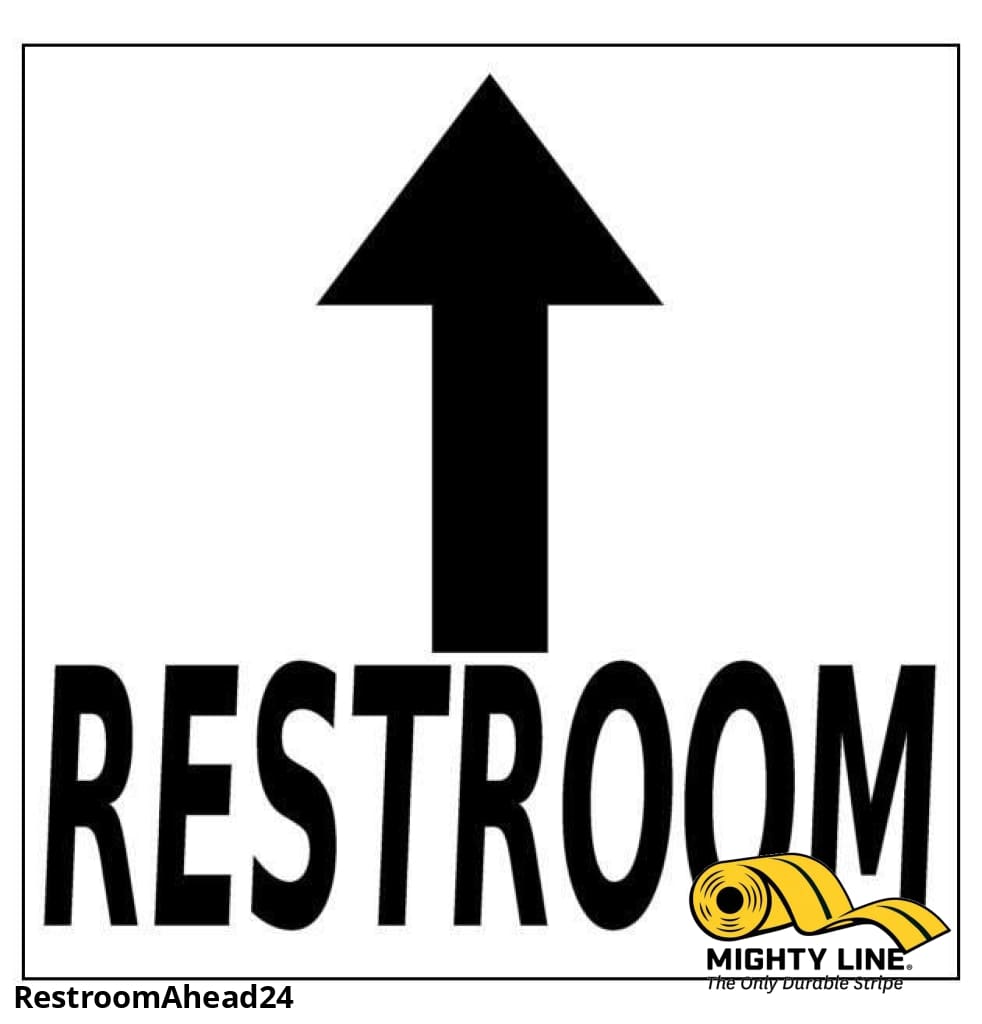 Restroom Ahead Arrow Sign - 1 Sign - Floor Marking